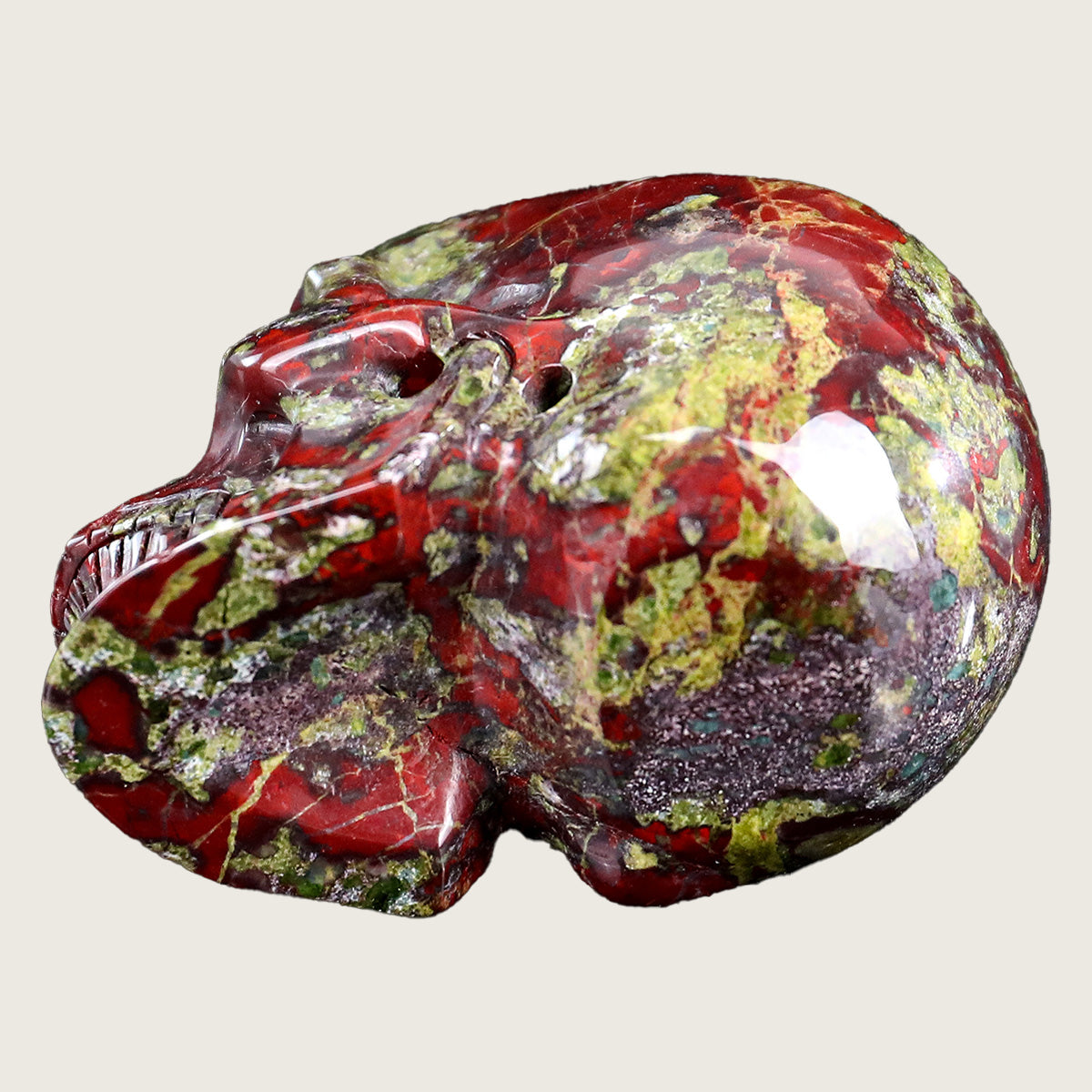3.0" Dragon Blood Jasper Crystal Skull Carving  #SKHDB3001