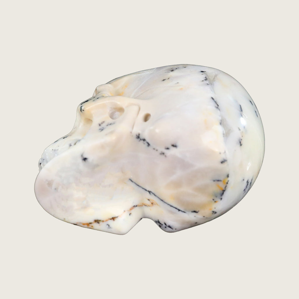 2.2" White Opal Crystal Skull Carving  #SKH22066