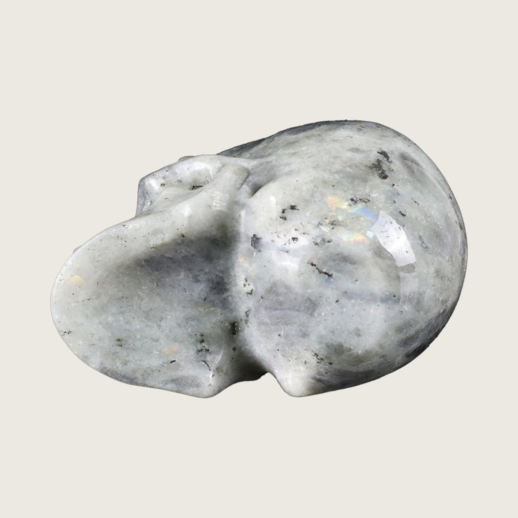 4.5" White Labradorite Crystal Skull Carving  #SKH45010