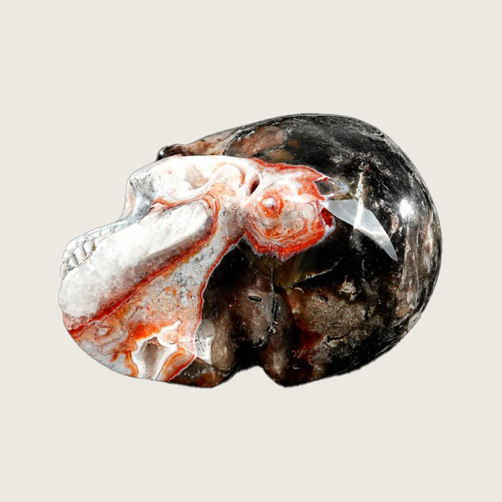 3.0" Red Lace Agate Crystal Skull Carving  #SKH30081