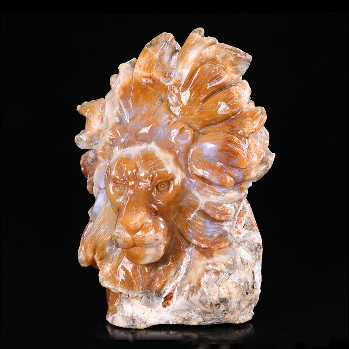 8.3" Yellow Chalcedony Lion Head  #CTC0082