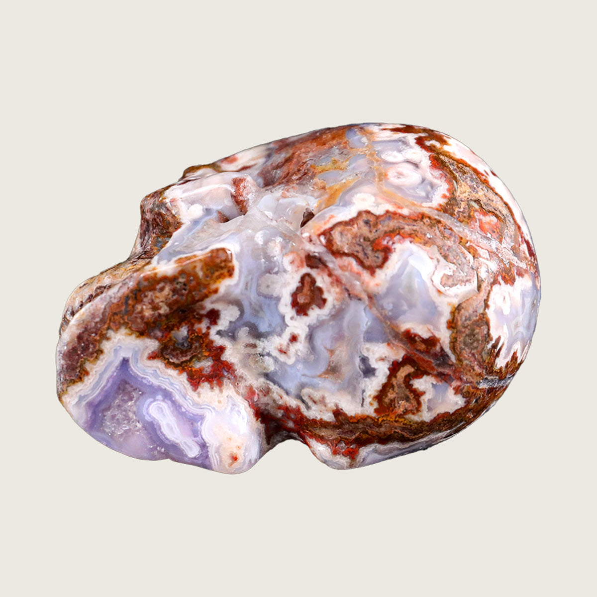 3.0" Red Crazy Lace Agate Crystal Skull Carving  #SKH30033