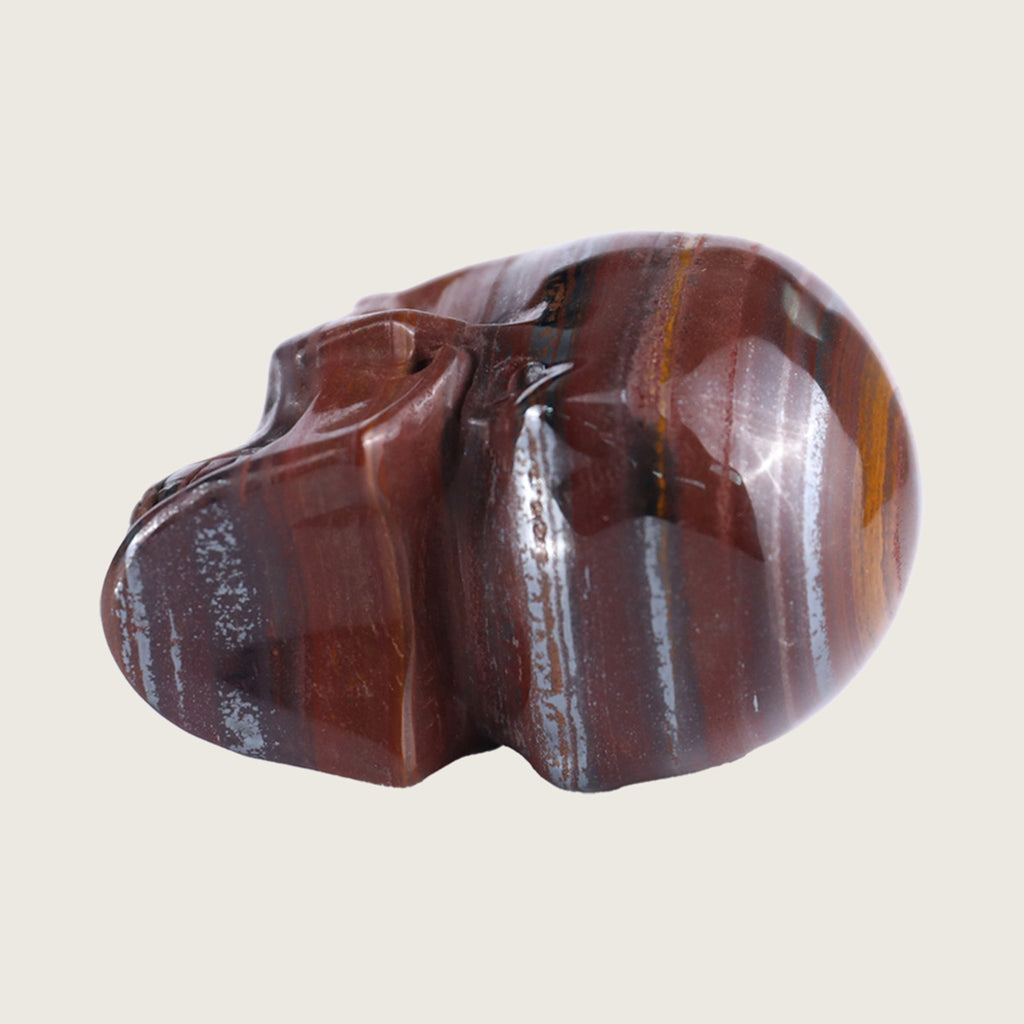 2.2" Tiger Iron Human Skull Carving  #SKH22013