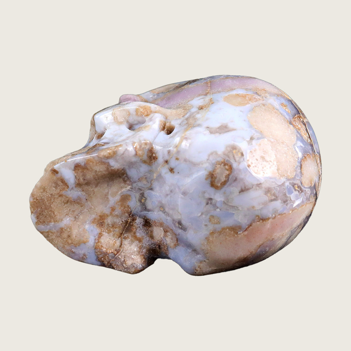 3.0" Blue Flower Agate Human Skull Carving  #SKH30009