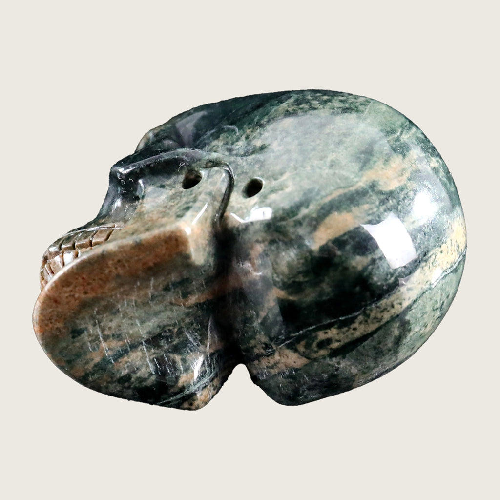 2.2" Nine Dragon Jade Human Skull Carving  #SKH22004