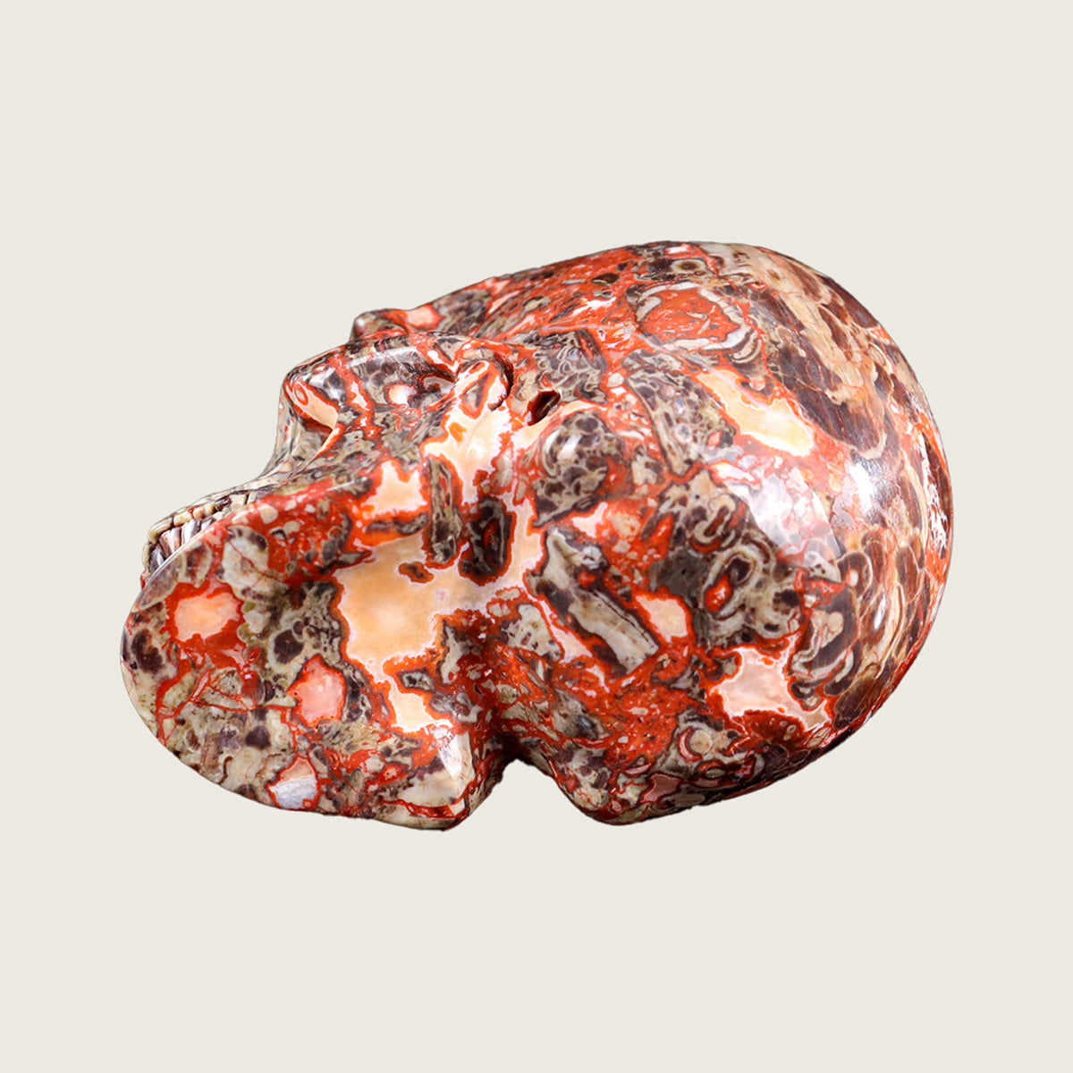 4.5" Coin Agate Crystal Skull Carving  #SKH45008