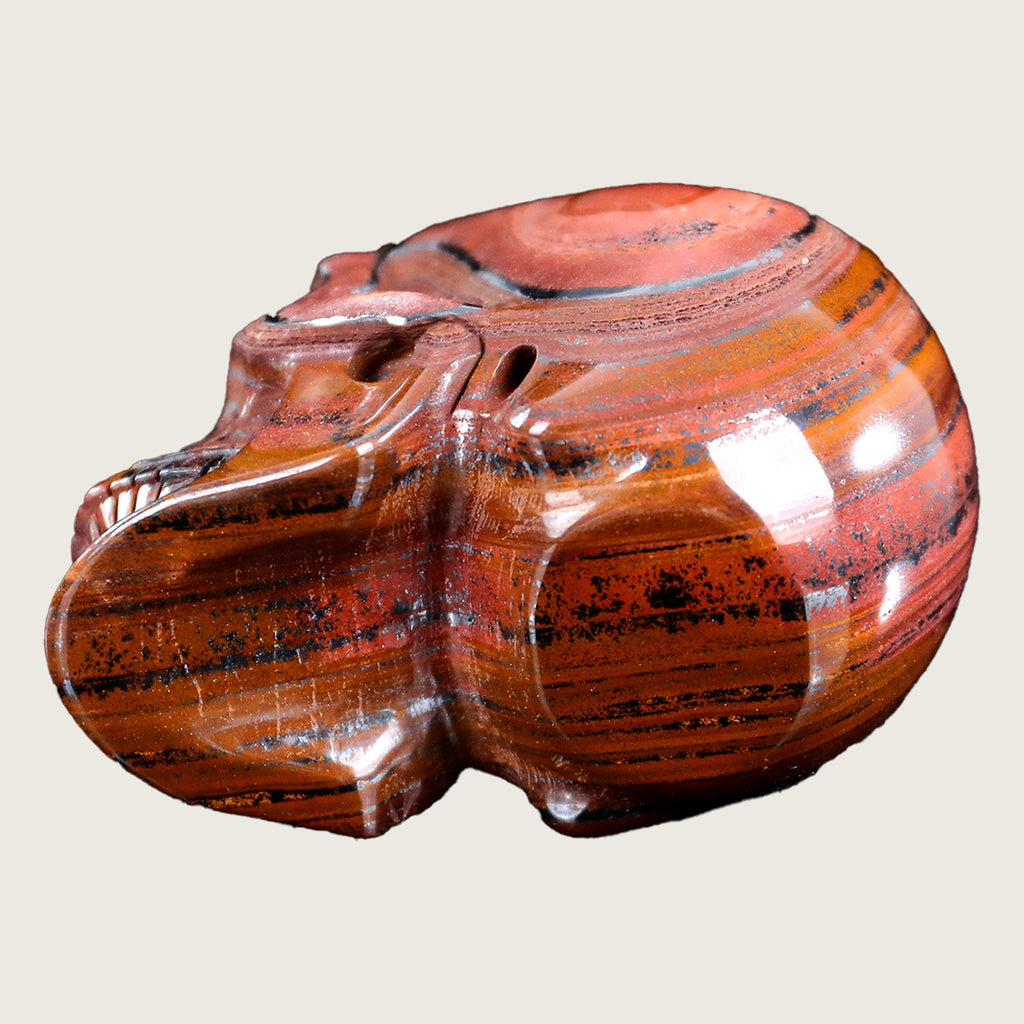 3.0" Tiger Iron Crystal Skull Carving  #SKHTI3001