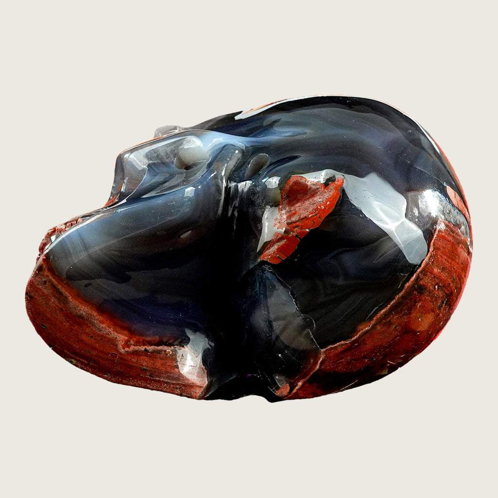4.5" Volcanic Agate Crystal Skull Carving  #SKHVA4501