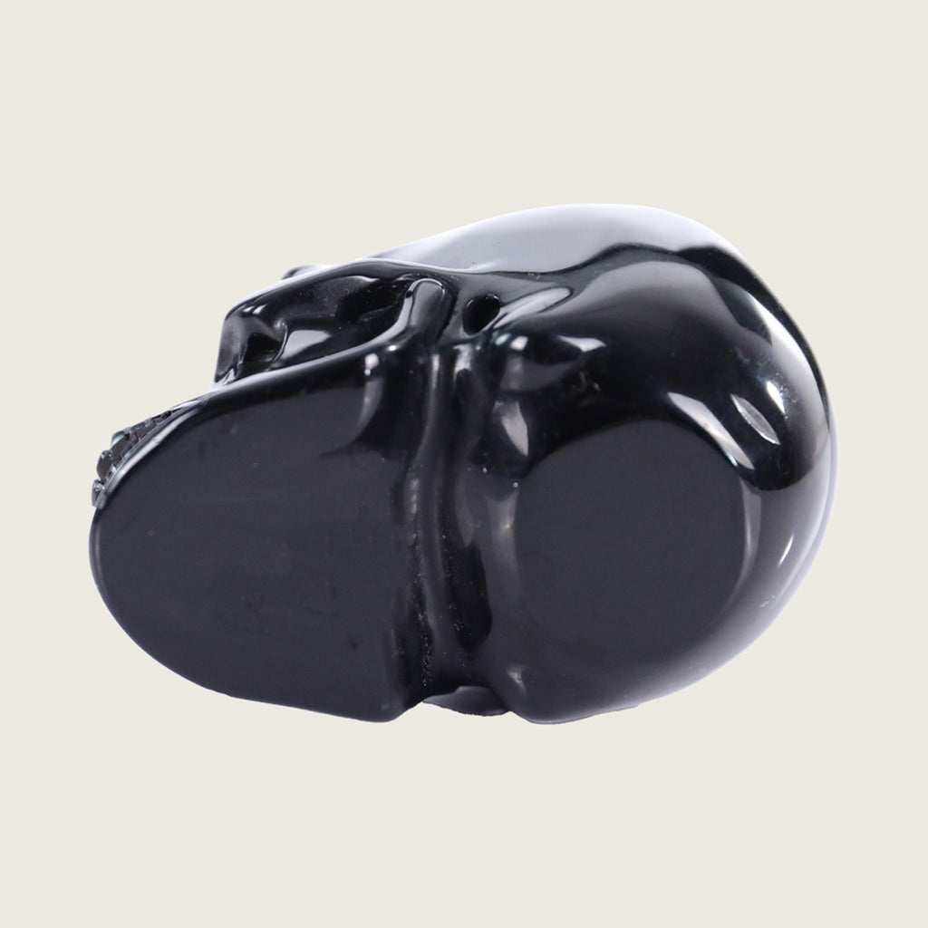 3.0" Black Obsidian Human Skull Carving  #SKH30025