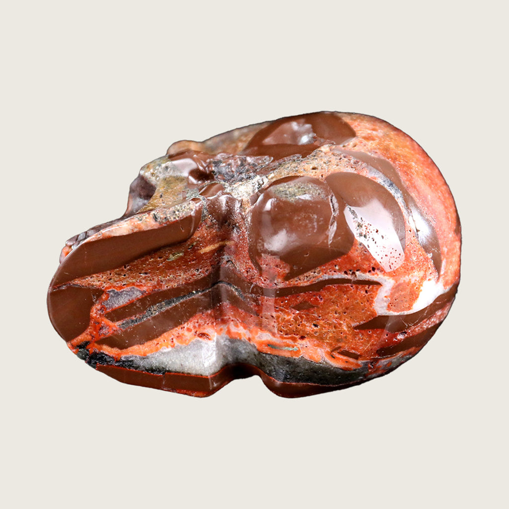 3.0" Red Crazy Lace Agate Crystal Skull Carving  #SKH30029