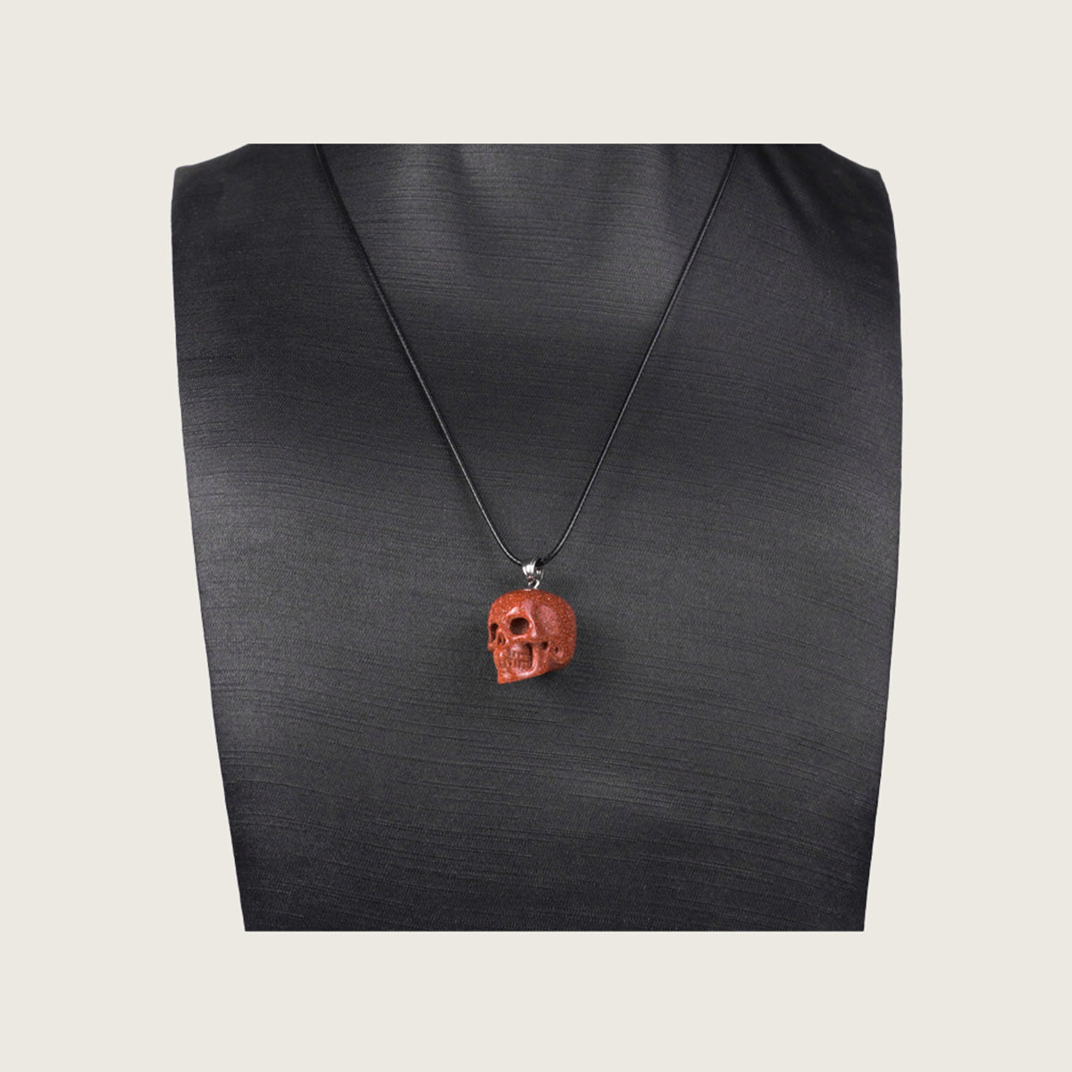 1.1" Brown Goldstone Skull Pendant Carving  #CSC0021
