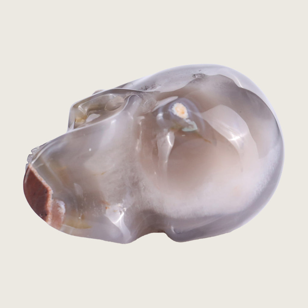 2.2" Volcanic Agate Human Skull Carving  #SKH22014