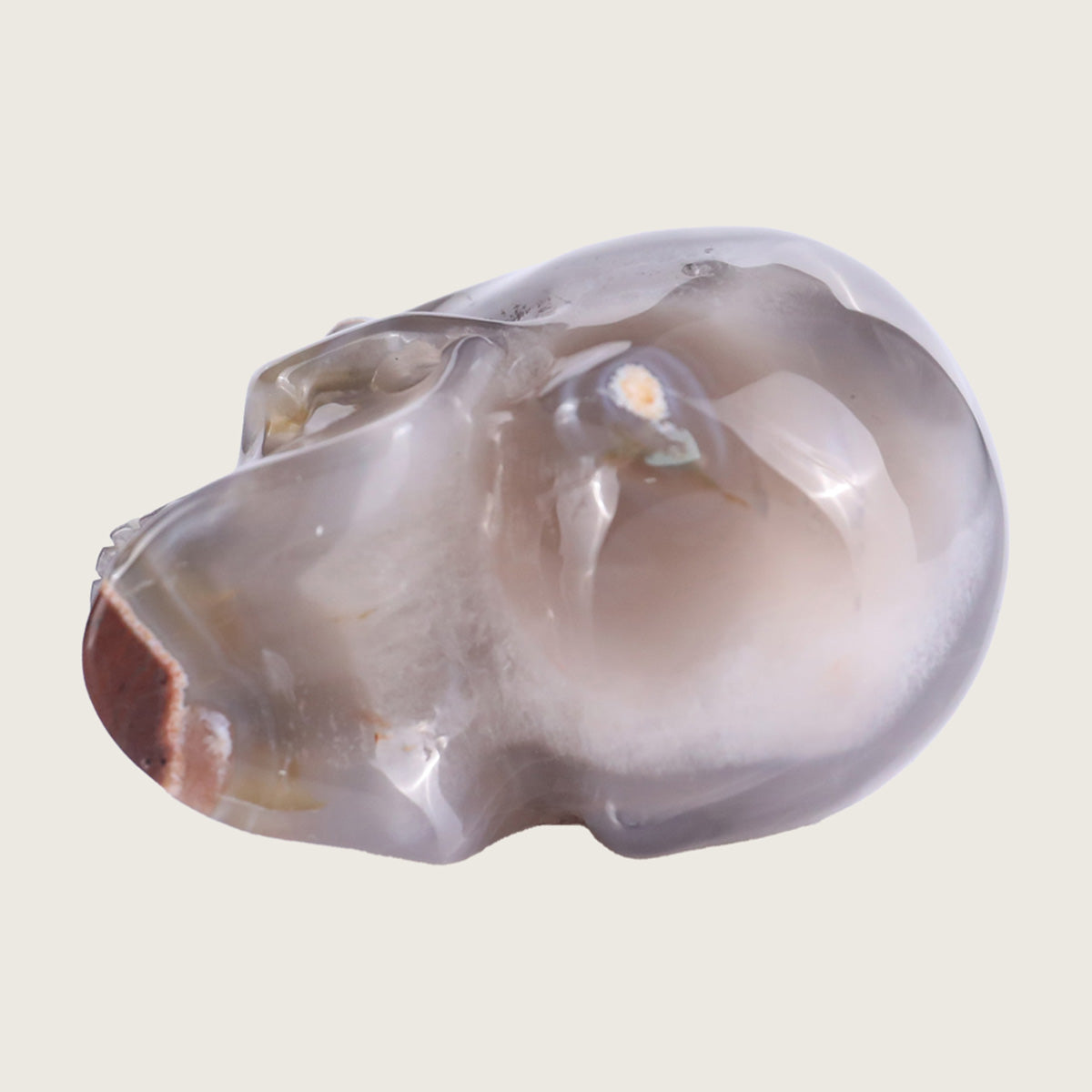 2.2" Volcanic Agate Human Skull Carving  #SKH22014