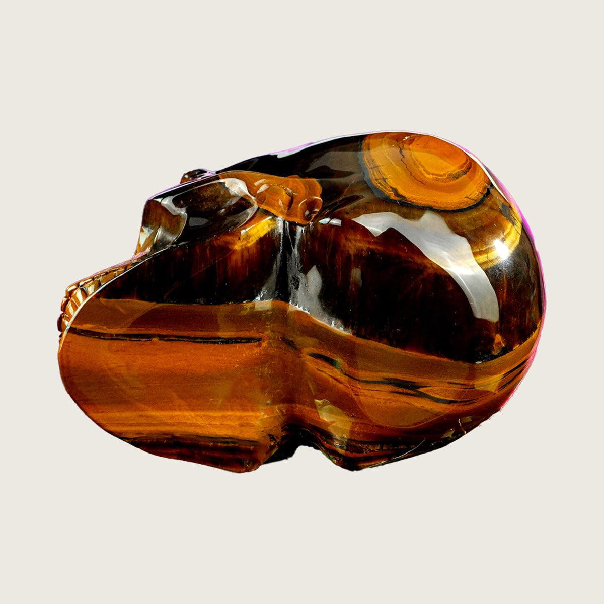 4.5" Tiger Eye Crystal Skull Carving  #SKH45009