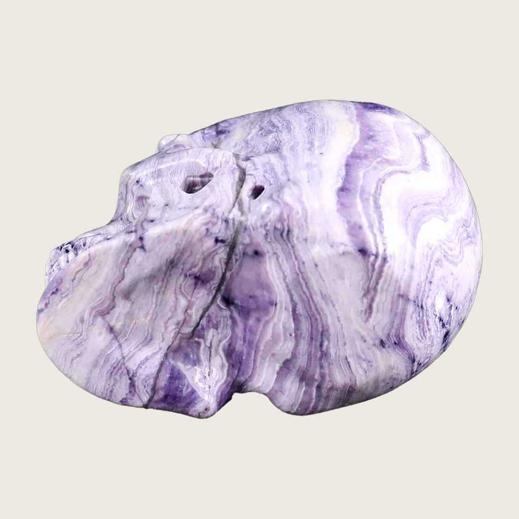 3.0" Purple Malachite Human Skull Carving  #SKH30007