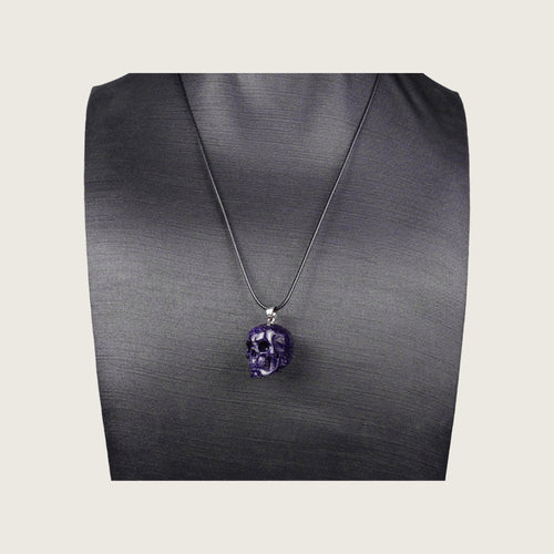 1.1" Blue Goldstone Skull Pendant Carving  #CSC0022
