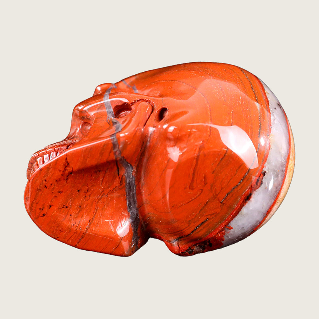 3.0" Red Jasper Human Skull Carving  #SKH30004
