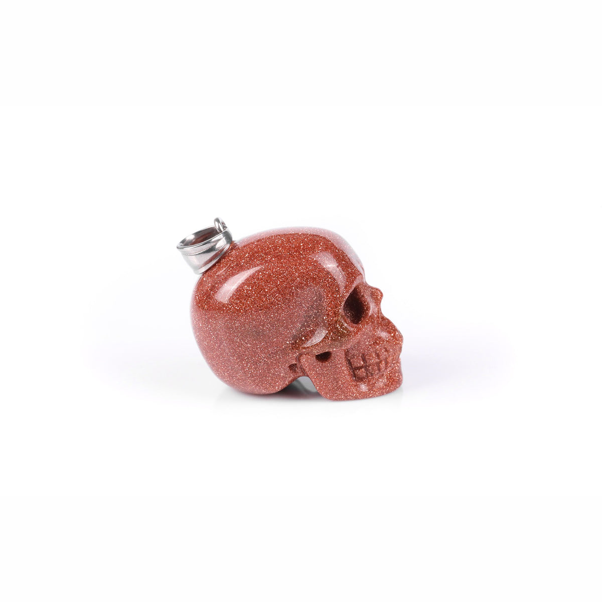 1.1" Goldstone Skull Pendant Carving  #CSC0049