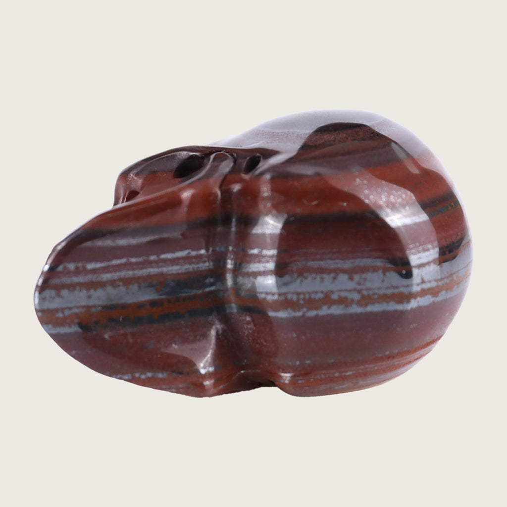 2.2" Tiger Iron Human Skull Carving  #SKH22012