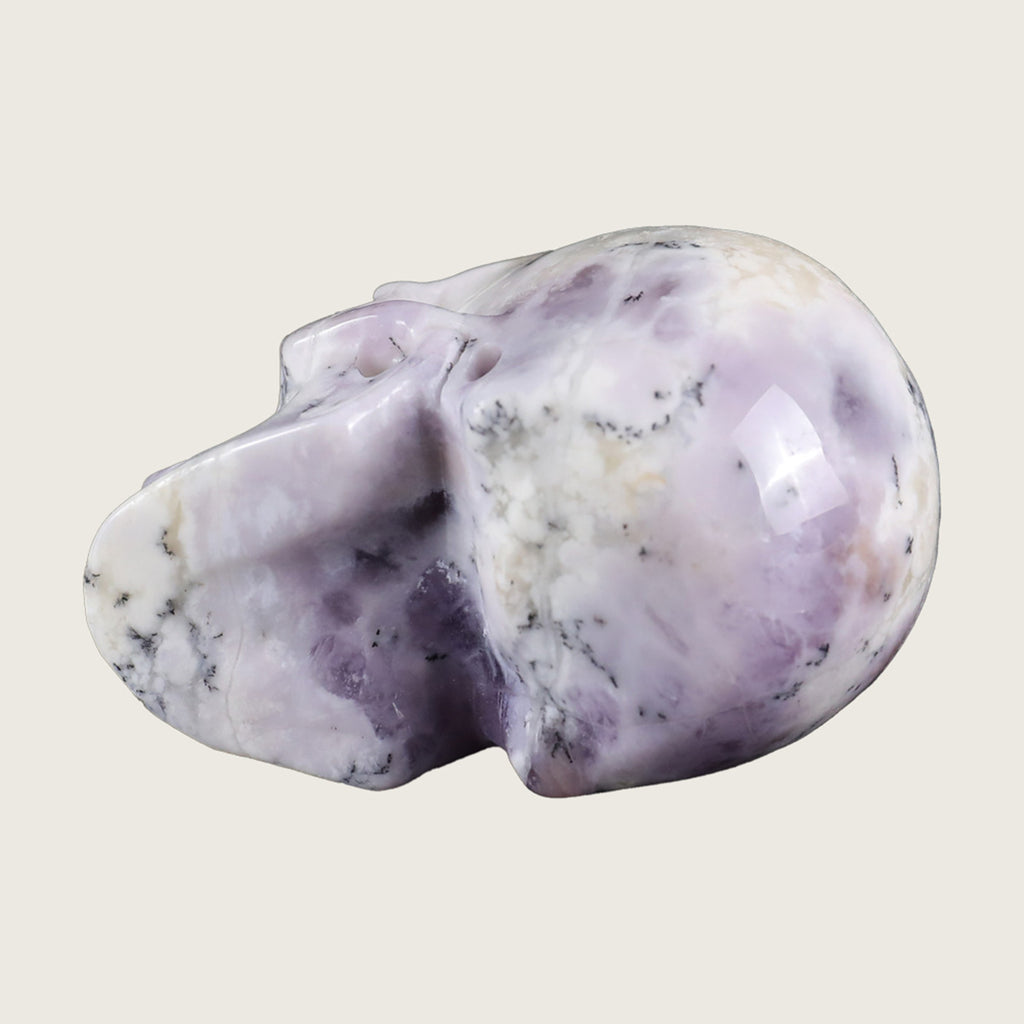 2.2" White Opal Human Skull Carving  #SKH22015