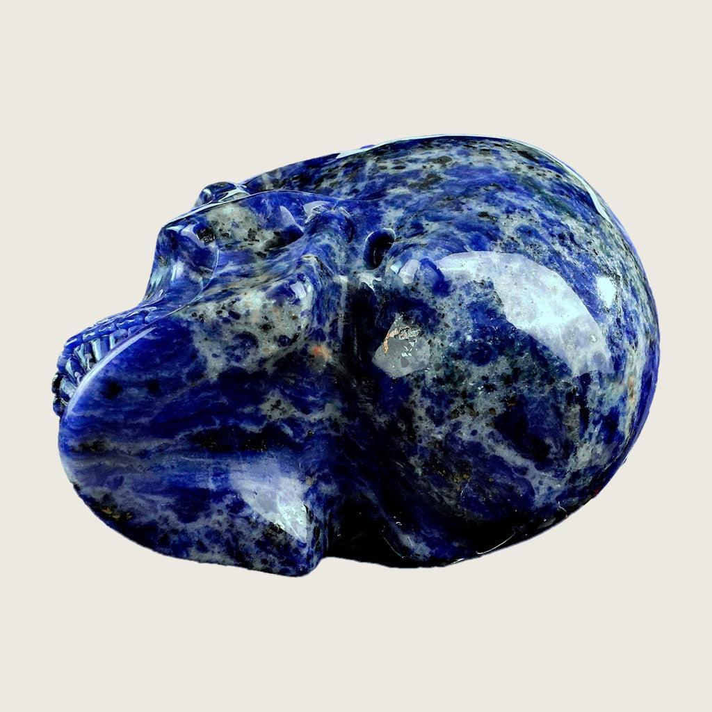 4.5" Sodalite Human Crystal Skull Carving  #SKHSL4501