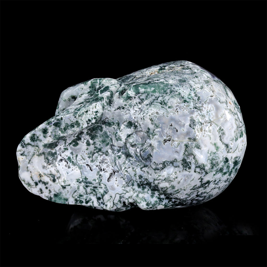 8.0" Moss Agate Crystal Skull Carving  #SCS0024