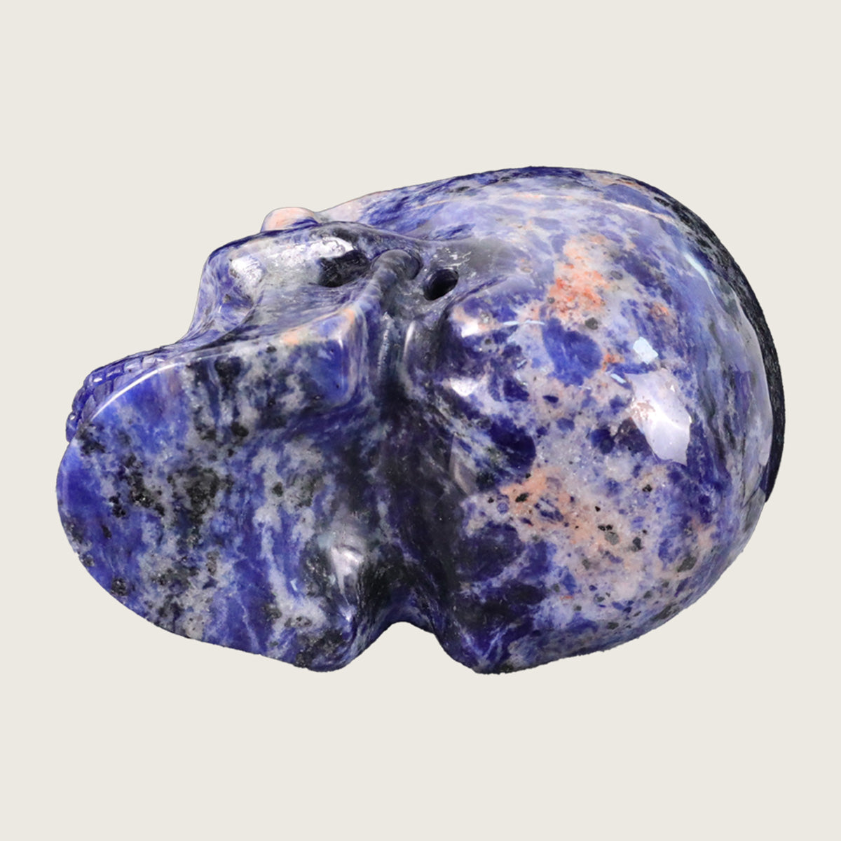 4.5" Sodalite Human Skull Carving  #SKH45006