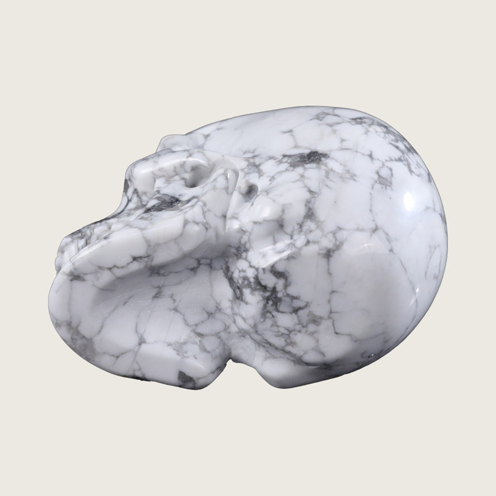 4.5" Howlite Human Skull Carving  #SKH45007