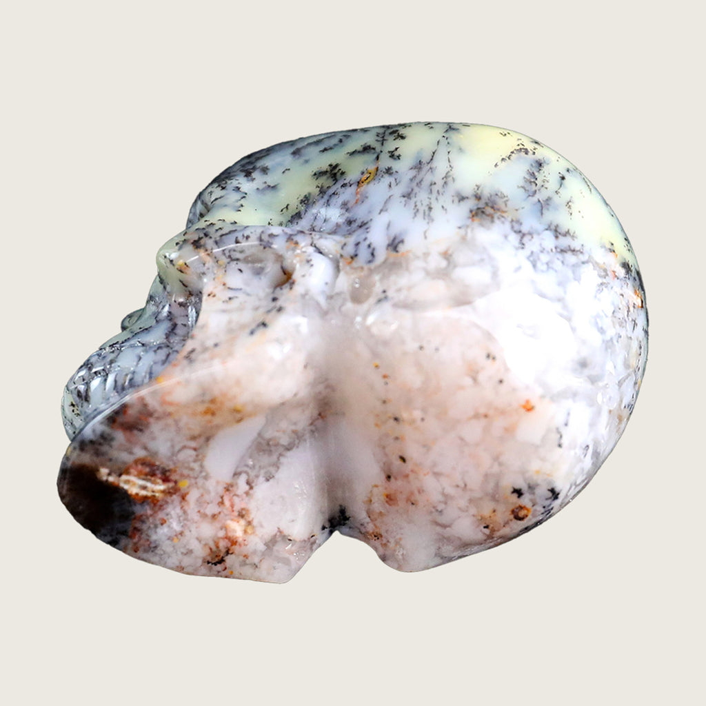 2.2" White Opal Human Skull Carving  #SKH22008