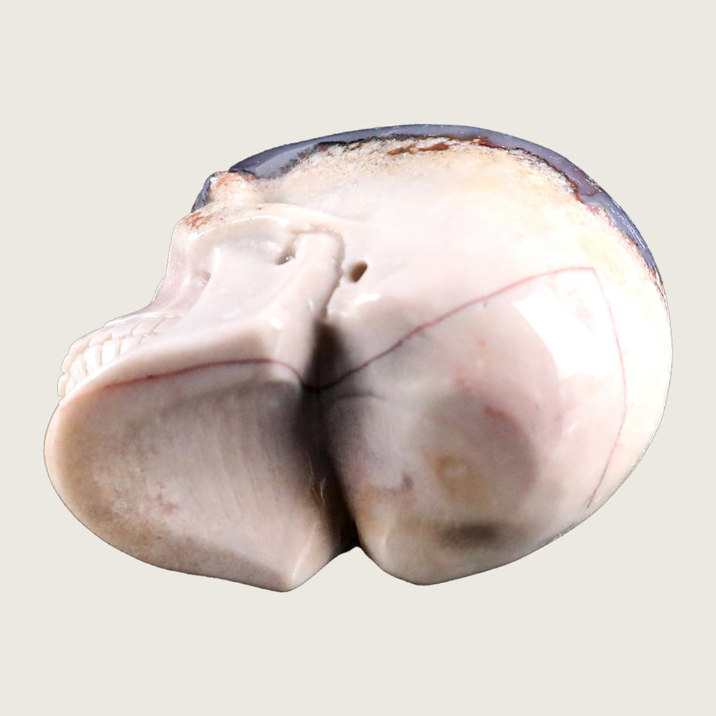 2.2" Blue Flower Agate Human Skull Carving  #SKH22003