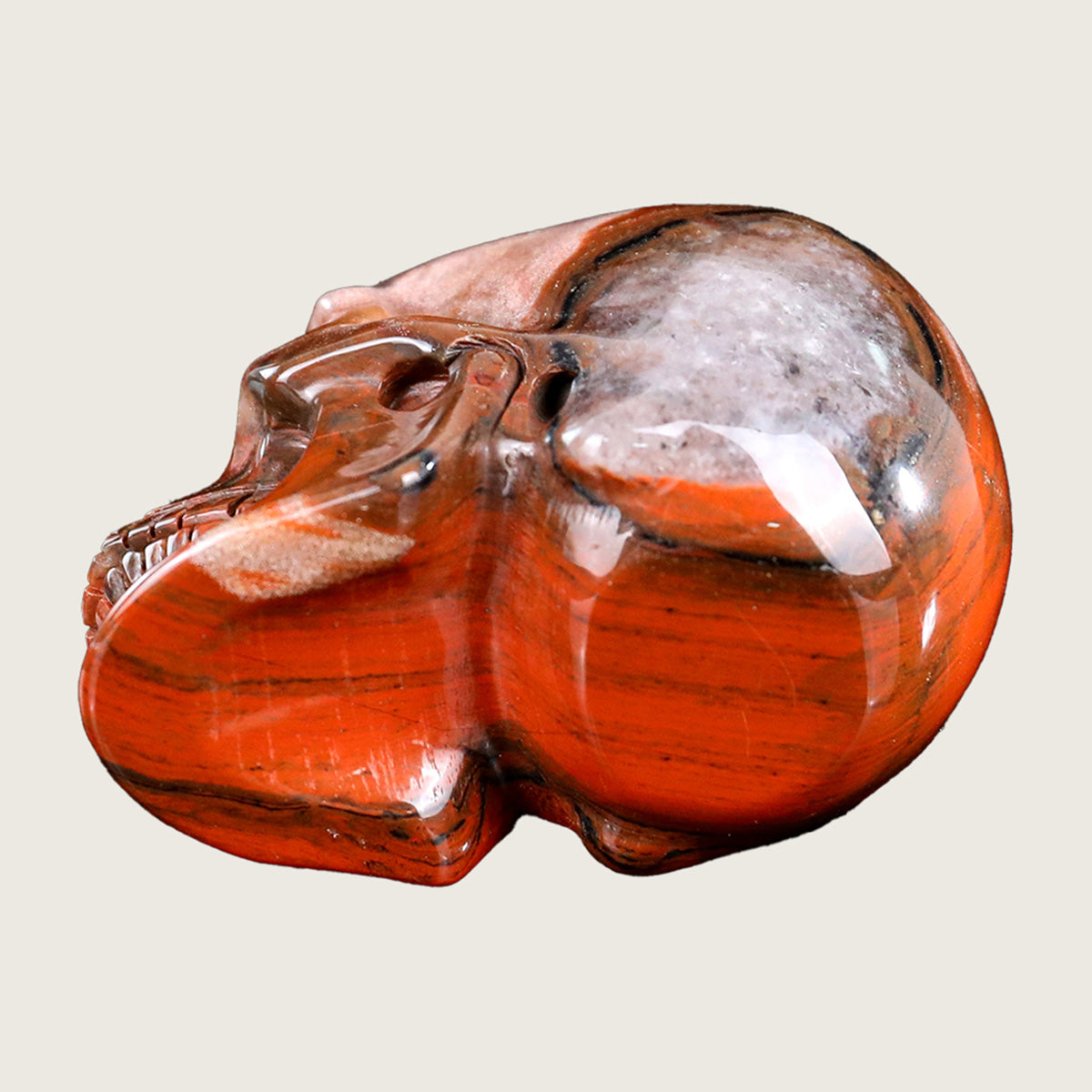 3.0" Red Jasper Human Skull Carving  #SKH30005