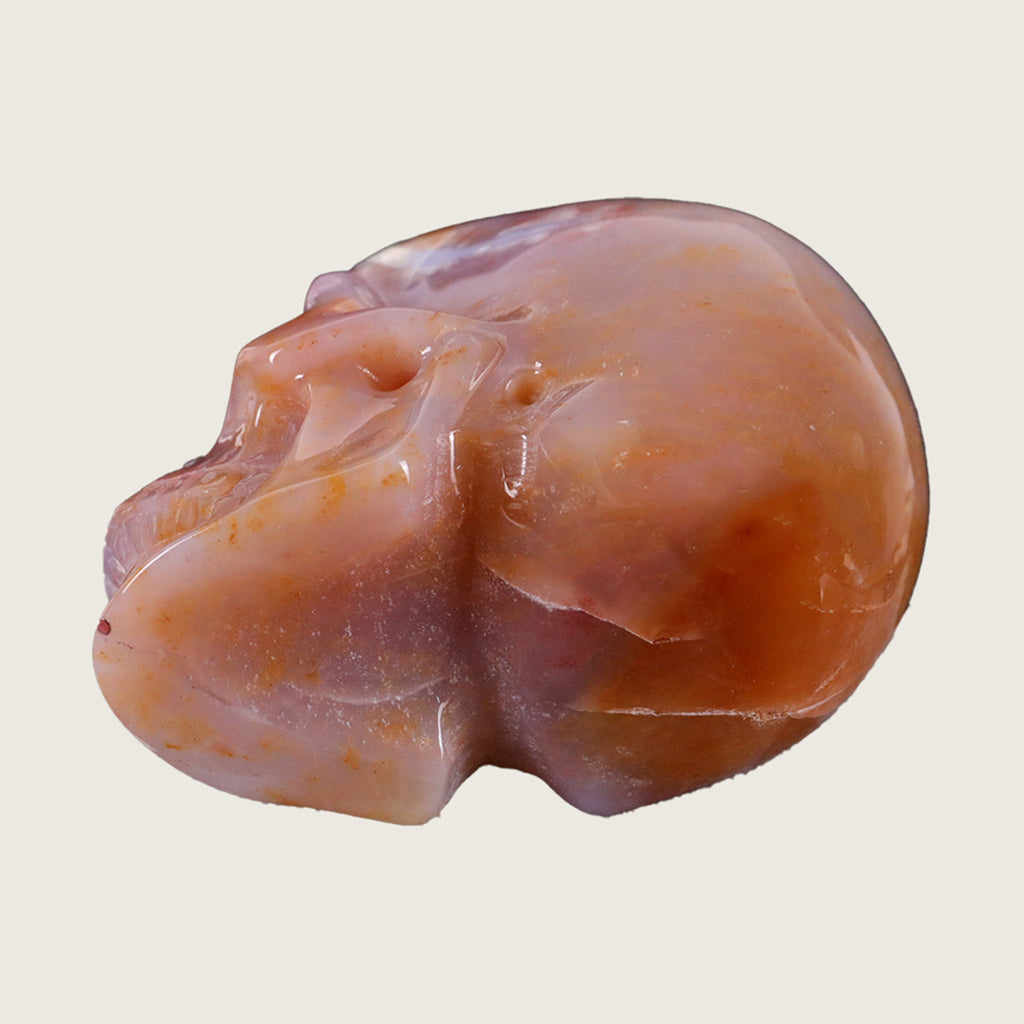 3.0" Chalcedony Jasper Human Skull Carving  #SKH30020