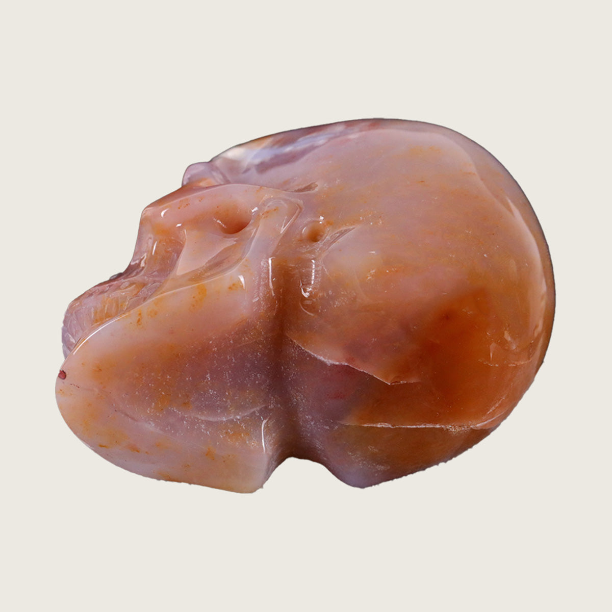 3.0" Chalcedony Jasper Human Skull Carving  #SKH30020