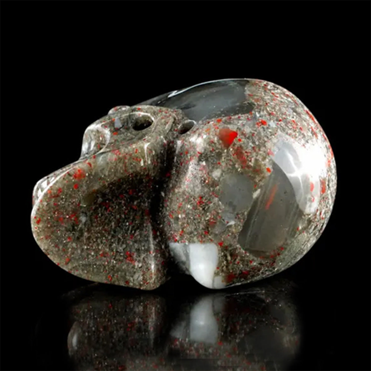 3.0" African Bloodstone Crystal Skull Carving  #SKH30118