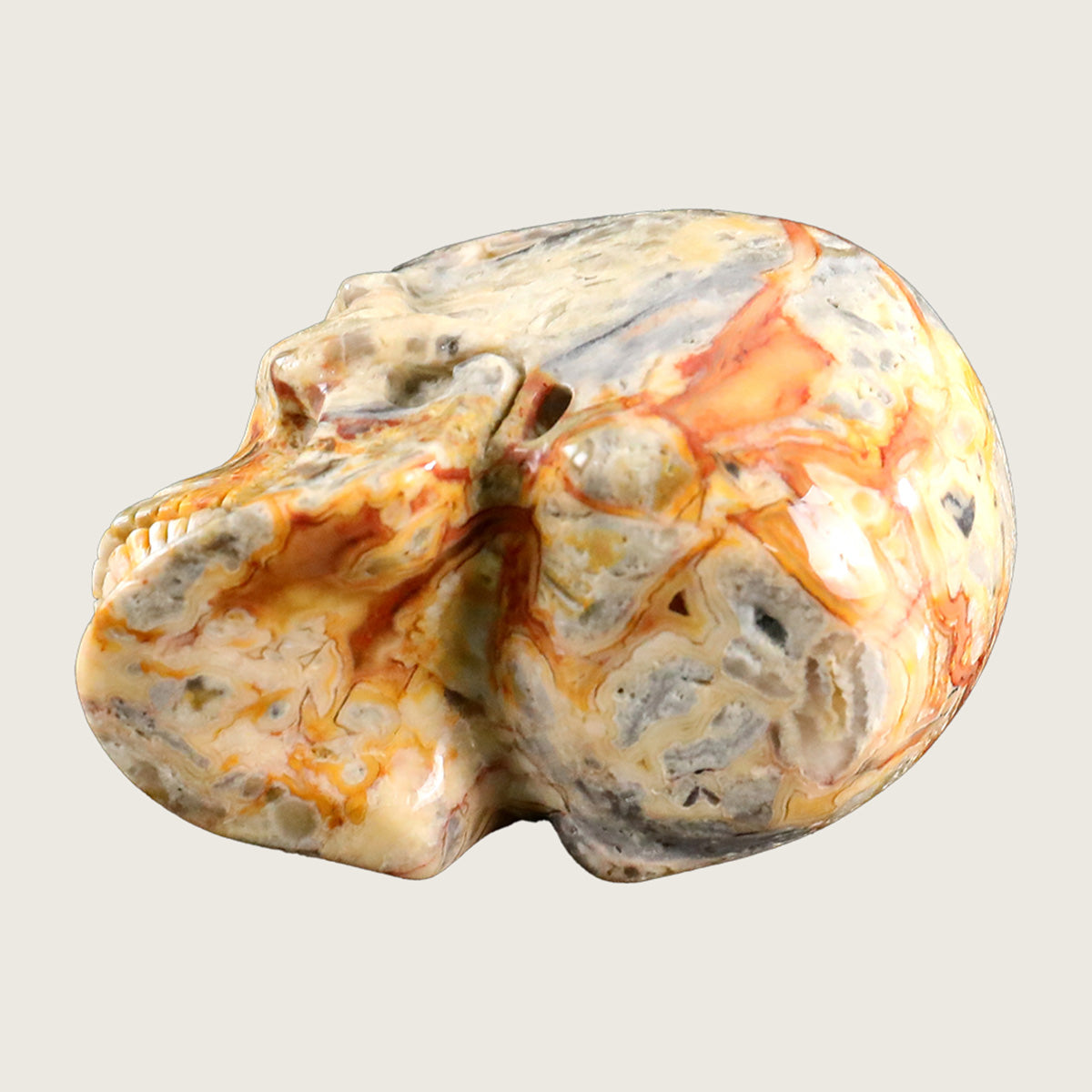 3.0" Crazy Agate Human Skull Carving  #SKH30001