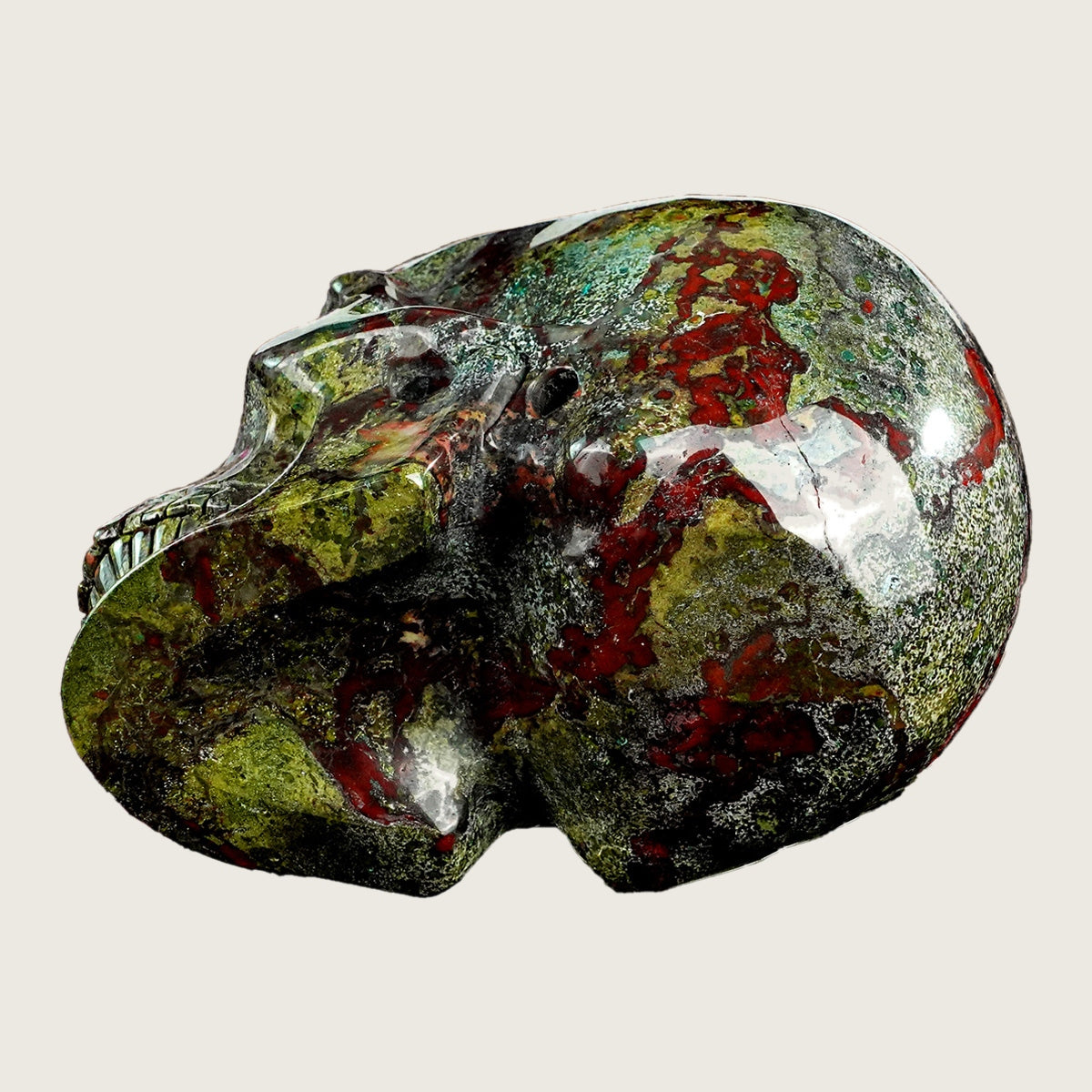 4.5" Dragon Blood Jasper Crystal Skull Carving  #SKHDB4501