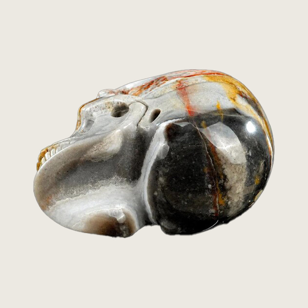 3.0" Red Lace Agate Crystal Skull Carving  #SKH30080
