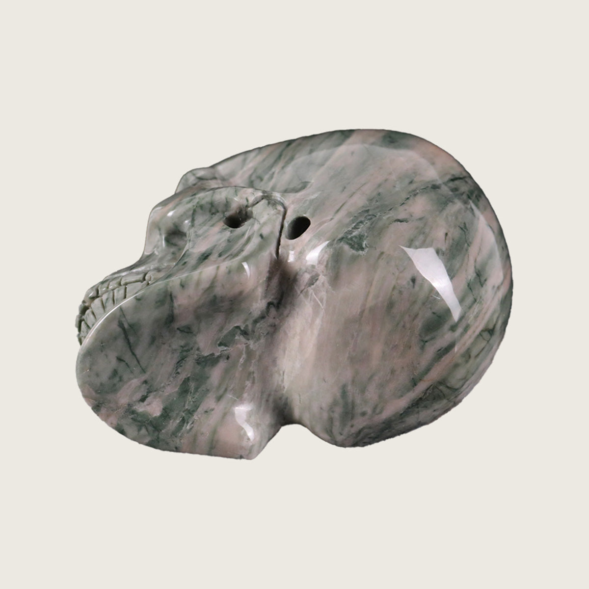 3.0" Jiulong Jade Crystal Skull Carving  #SKH30071