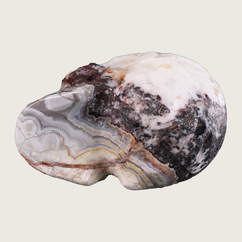 4.5" Red Crazy Lace Agate Human Skull Carving  #SKH45005