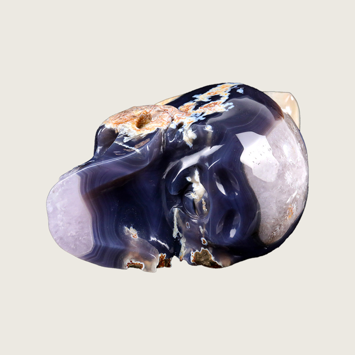 6.0" Geode Agate Crystal Skull Carving  #SCS0018