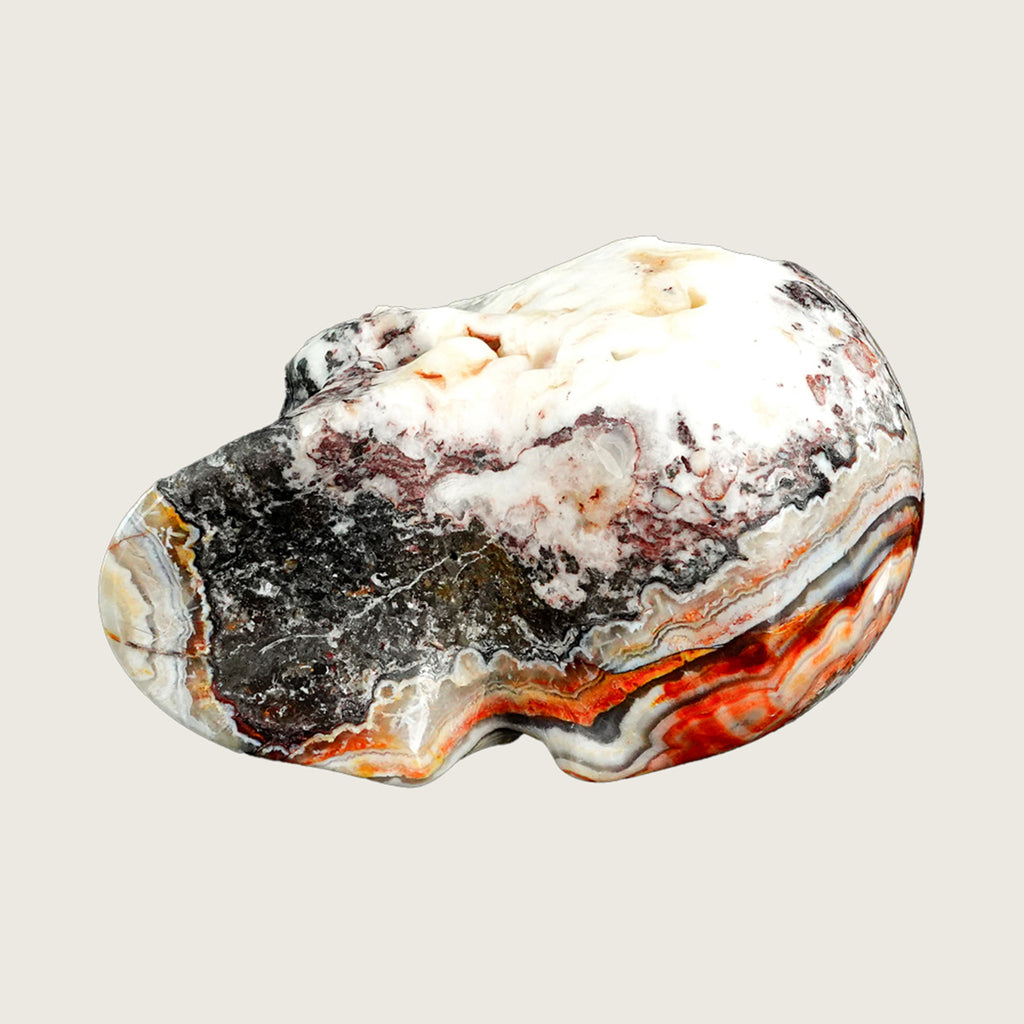 4.5" Red Crazy Lace Agate Crystal Skull Carving  #SKH45018