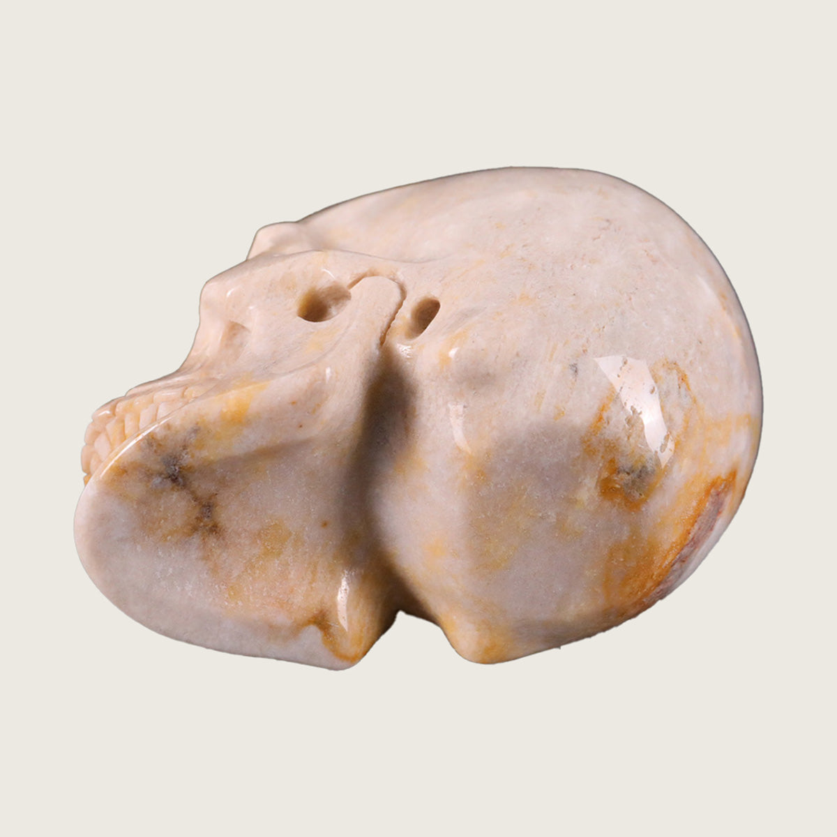 3.0" Coral Fossil Jade Human Skull Carving  #SKH30018