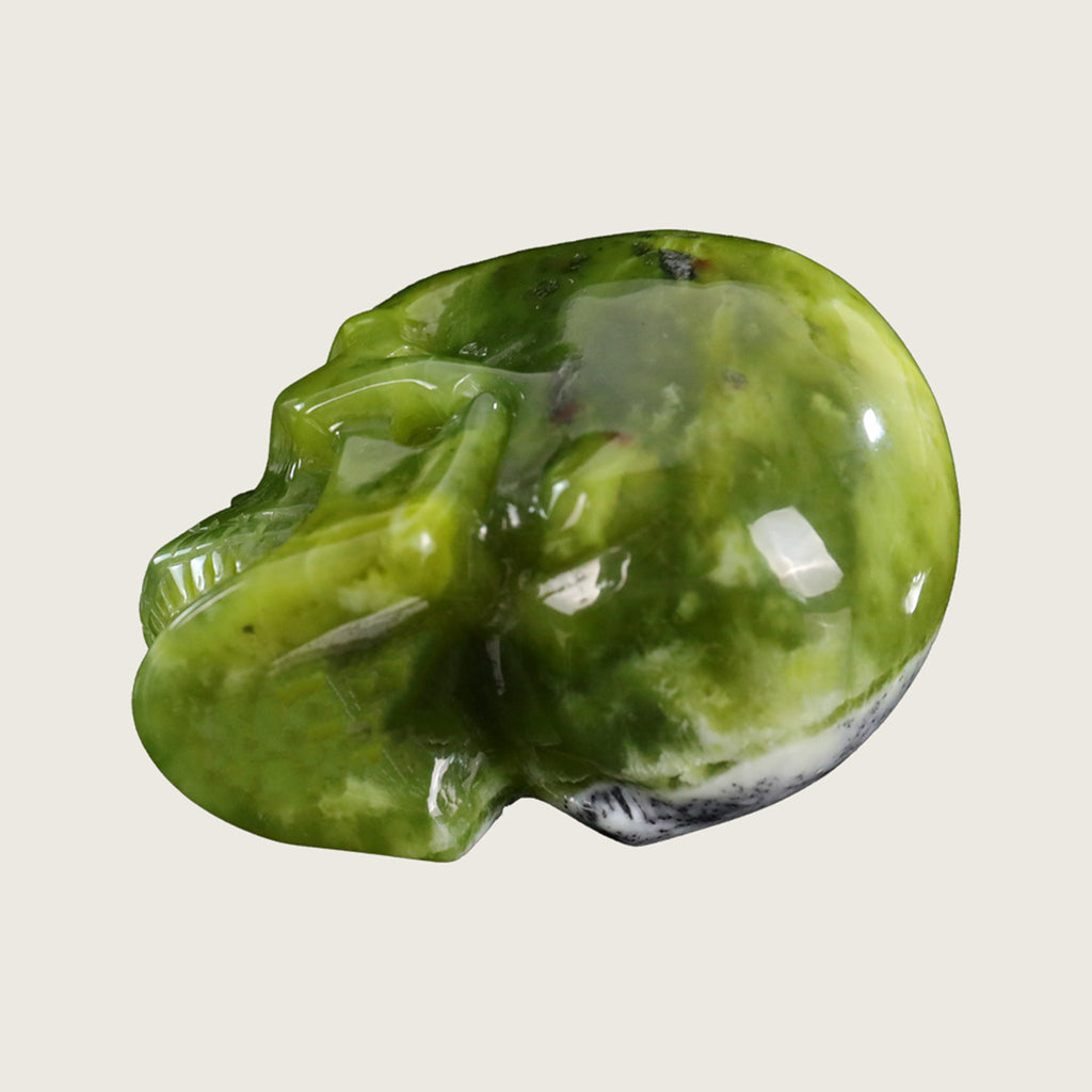 3.0" Xiuyan Jade Crystal Skull Carving  #SKH30049