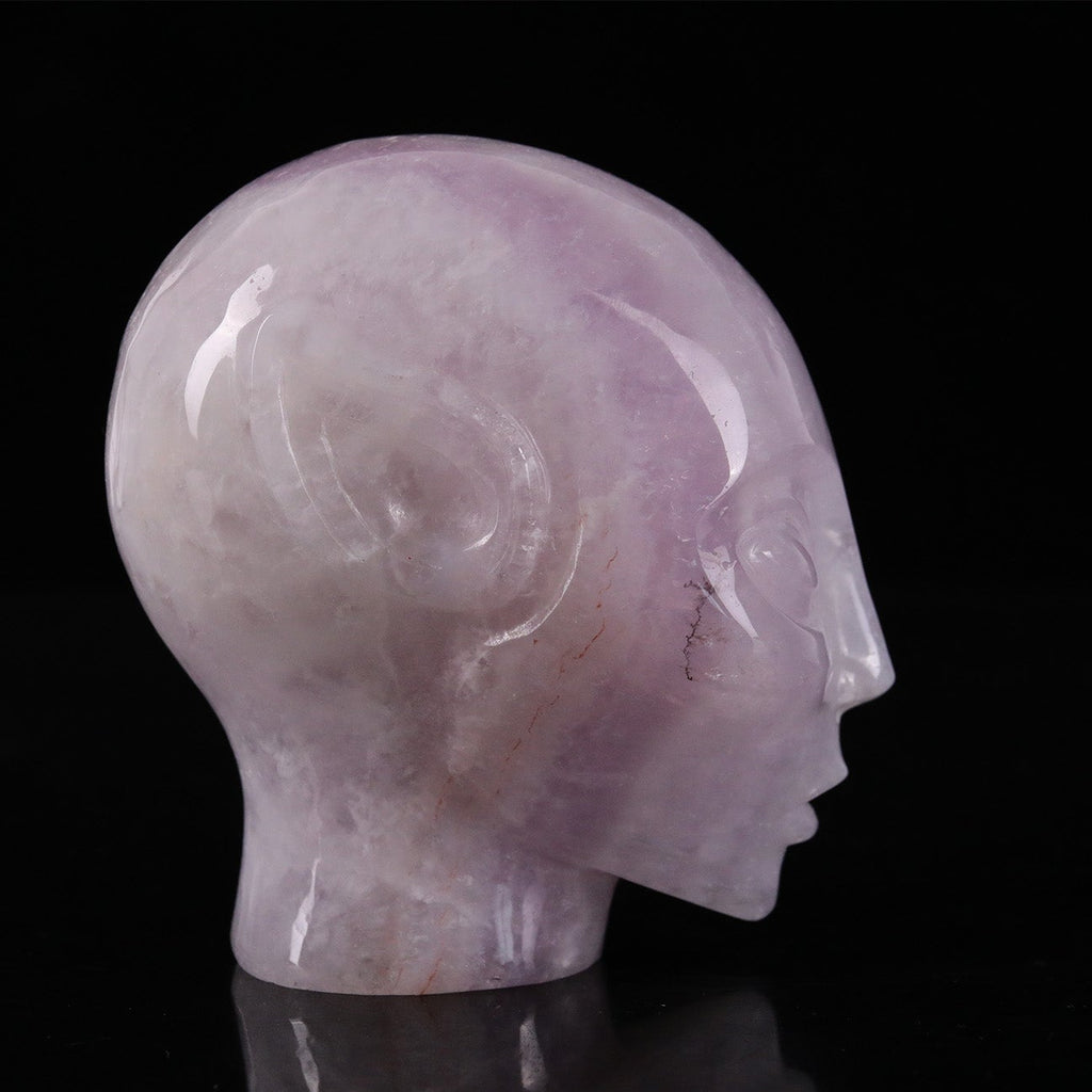 3.8" Rose Quartz Alien Skull Carving  #CSC0043