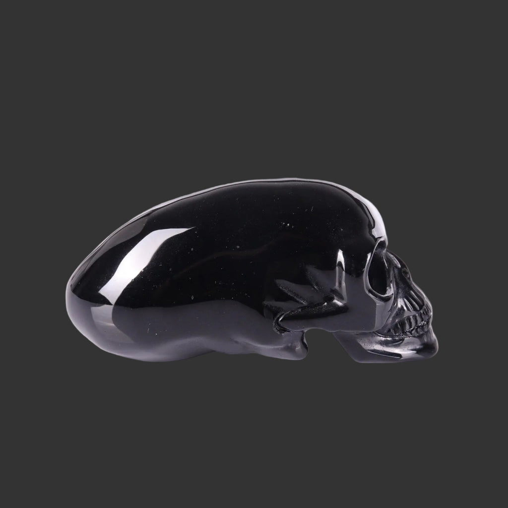 3.9" Black Obsidian Maya Alien Skull Carving  #CSC0033