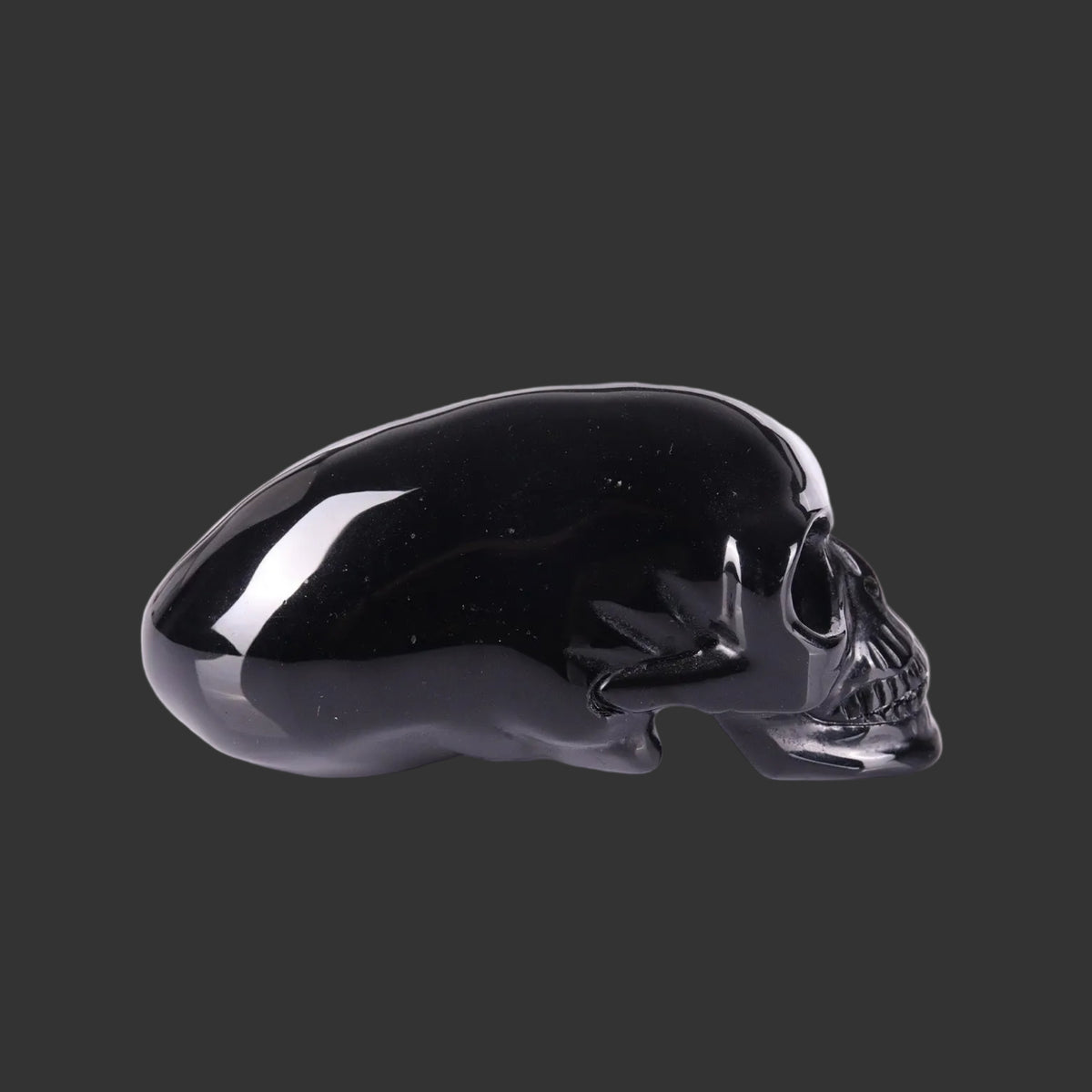 3.9" Black Obsidian Maya Alien Skull Carving  #CSC0033
