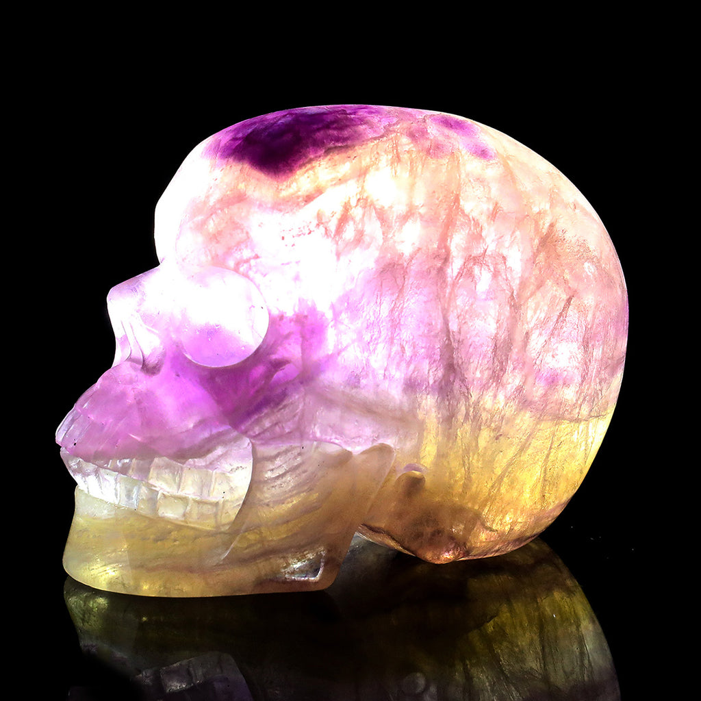 3.0" Fluorite Human Skull Carving  #SKH30011