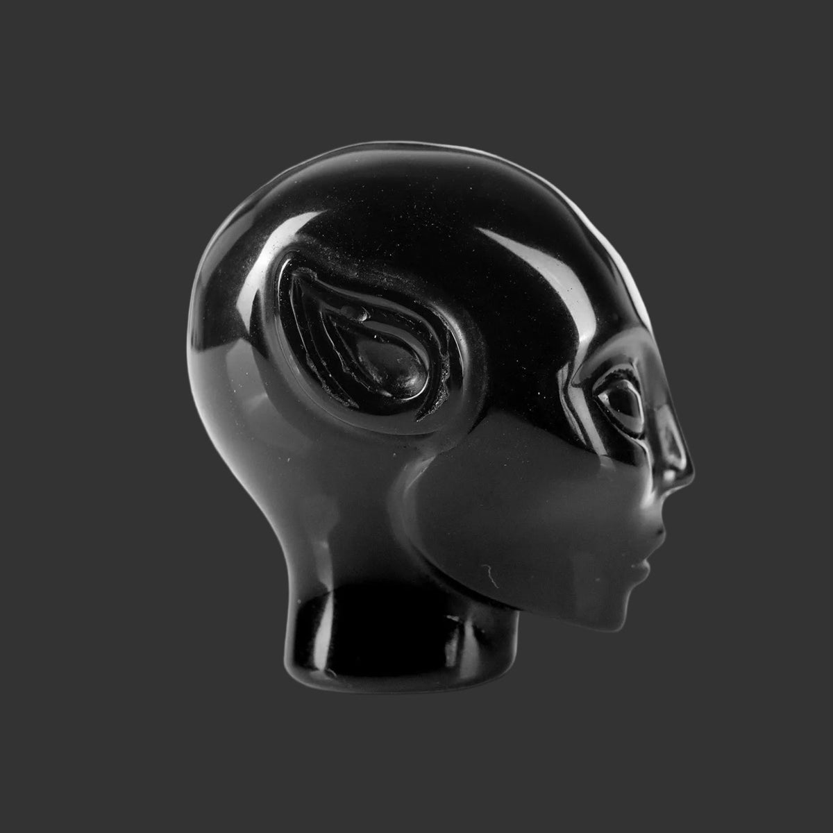 2.0" Black Obsidian Alien Skull Carving  #CSC0032