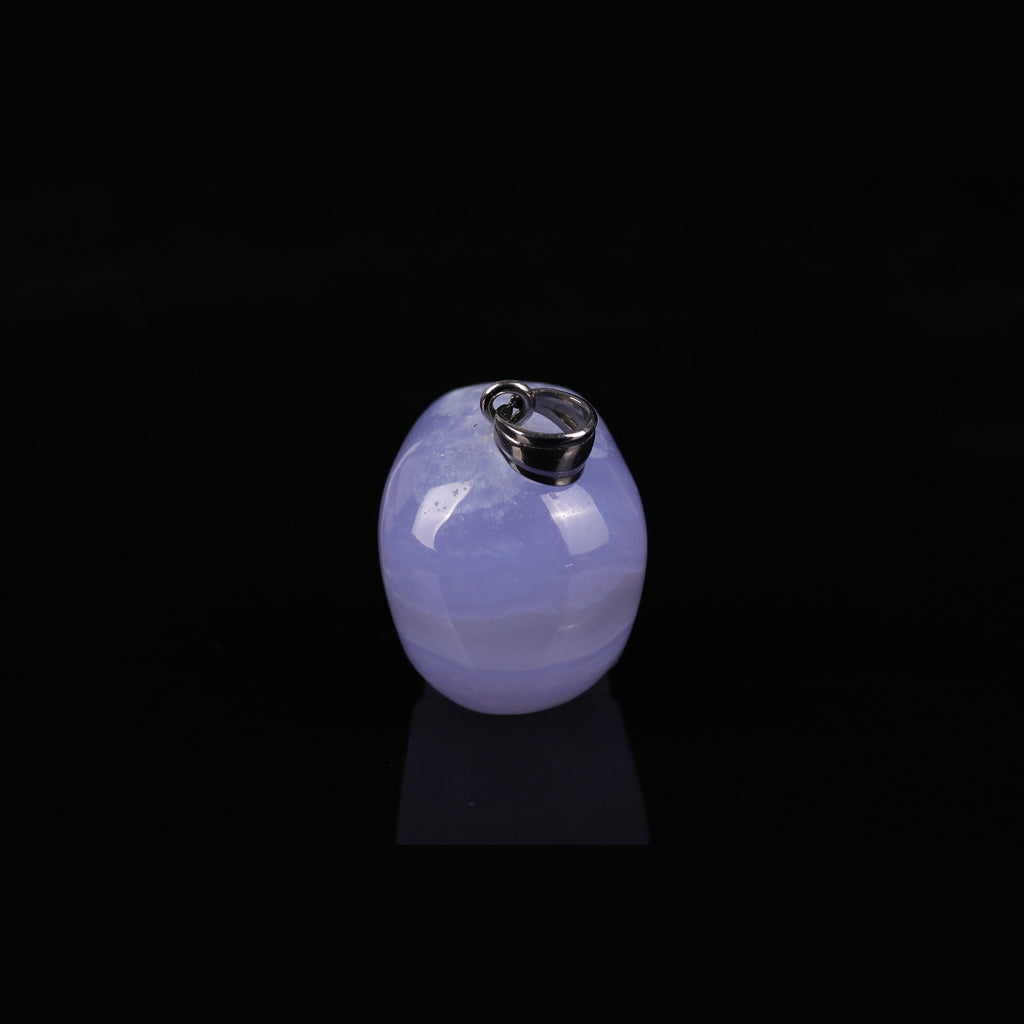 1.1" Blue Lace Agate Skull Pendant Carving  #CSC0051