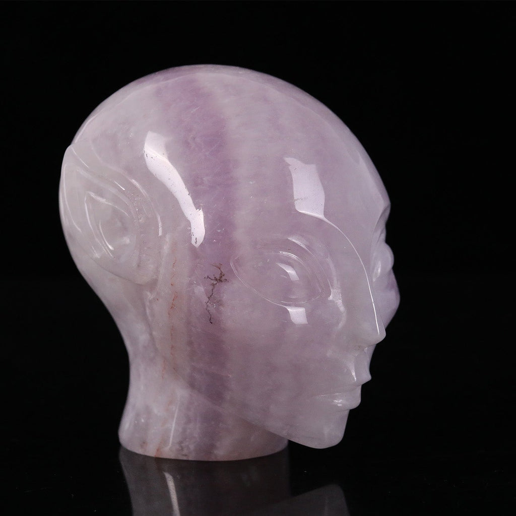 3.8" Rose Quartz Alien Skull Carving  #CSC0043